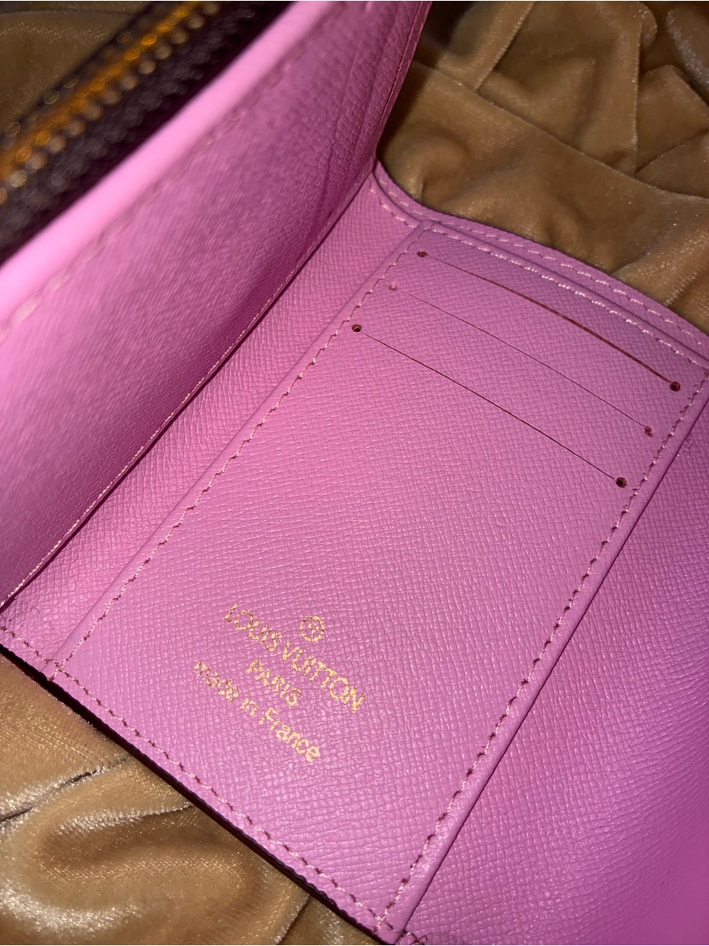 Louis Vuitton Brown Monogram Envelope Wallet with Pink Snap and interior - Picture 6 of 6